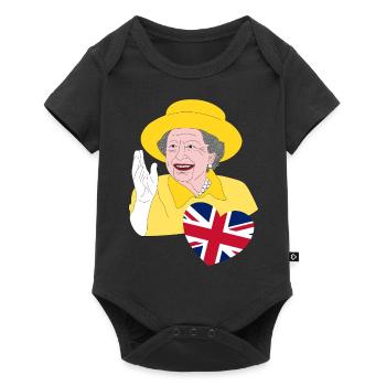 British Queen Elizabeth II with Union Jack - Baby Premium short-sleeve bodysuit - black - Front