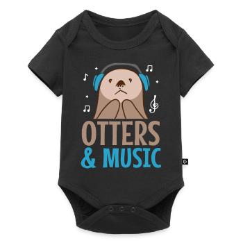 Otter und Musik Musiker Sea Animal Forest Animal - Baby Premium Kurzarmbody - Schwarz - Vorne