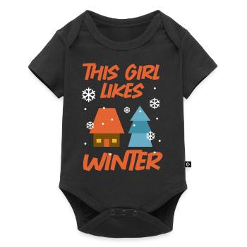 Girl Likes Winter Season Cozy Snowflake Tea - Baby Premium short-sleeve bodysuit - black - Front