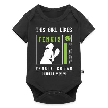 Fille aime le tennis, la balle d'été, les sports, - Body à manches courtes Premium Bébé - noir - Devant
