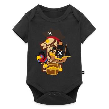 Piratenparty zum 1. Geburtstag Nummer 1 - 1 Jahre - Baby Premium Kurzarmbody - Schwarz - Vorne