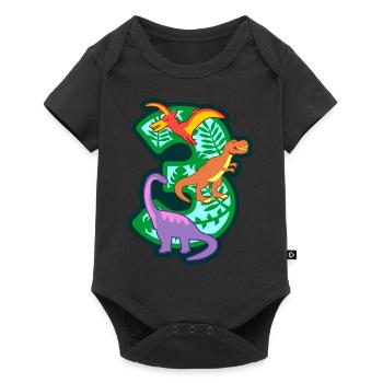 Dinosaurs 3rd birthday party number 3 - 3 years - Baby Premium short-sleeve bodysuit - black - Front