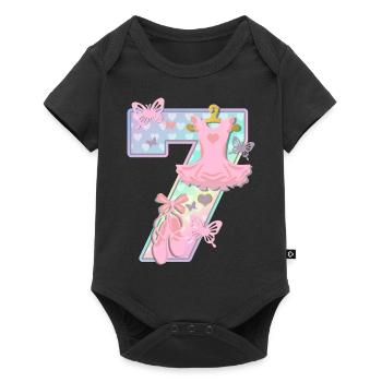 Ballerina 7. Geburtstagsparty Nummer 7 - 7 Jahre - Baby Premium Kurzarmbody - Schwarz - Vorne