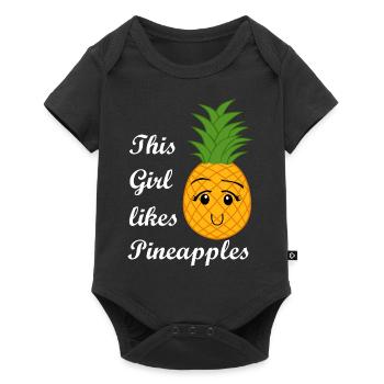 Une fille aime les fruits exotiques, les ananas, - Body à manches courtes Premium Bébé - noir - Devant