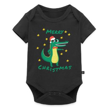 Crocodile Merry Christmas Star Gift Idea - Baby Premium short-sleeve bodysuit - black - Front