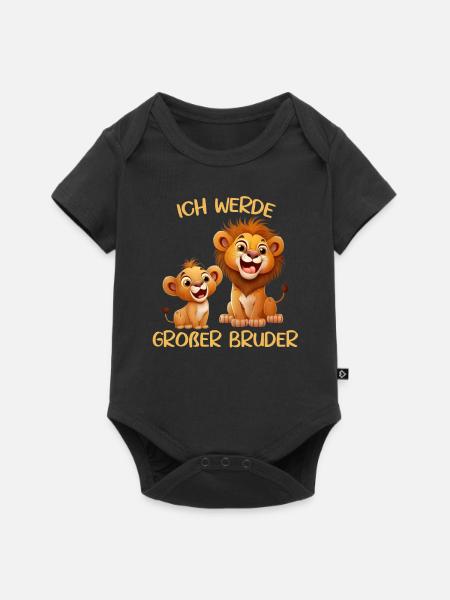 Ich werde großer Bruder zwei Löwen Baby Löwe - Baby Premium Kurzarmbody - Schwarz