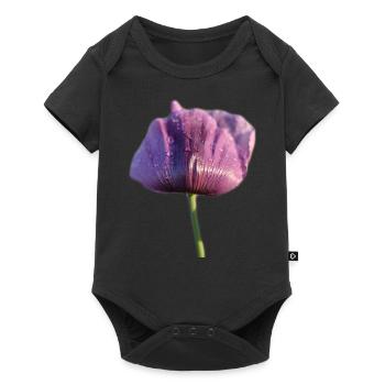 Mohnblume mit Regentropfen - Baby Premium Kurzarmbody - Schwarz - Vorne
