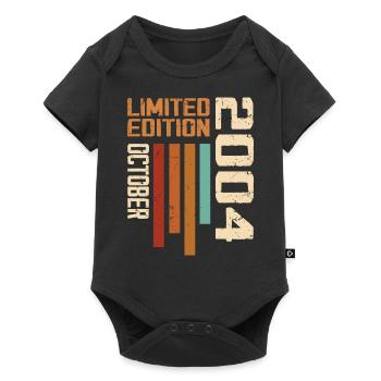 Vintage Oktober 2004 Retro Geburtstagsgeschenk - Baby Premium Kurzarmbody - Schwarz - Vorne