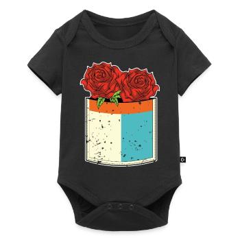 Fleurs Florales Cadeau Chest Pocket Roses - Body à manches courtes Premium Bébé - noir - Devant