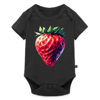 Erdbeere im Polygon-Stil - Baby Premium Kurzarmbody - Schwarz - Vorne