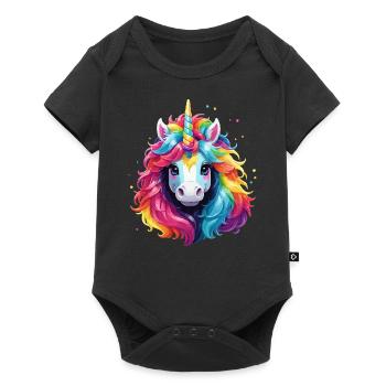 Unicorn Rainbow Pony Girl Kids - Baby Premium short-sleeve bodysuit - black - Front