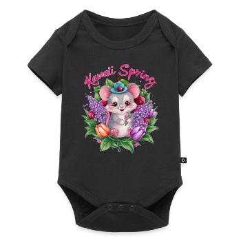 Mouse with cherries and magnificent tulips - Baby Premium short-sleeve bodysuit - black - Front