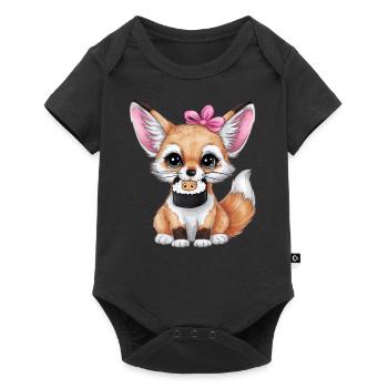 Fennec Kawaii Desert Fox avec sushi japonais - Body à manches courtes Premium Bébé - noir - Devant