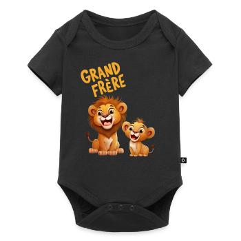 Grand frère Lion fier grand frère super Lions - Body à manches courtes Premium Bébé - noir - Devant
