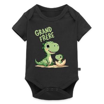 Grand frère dinosaure enfin plus enfant unique - Body à manches courtes Premium Bébé - noir - Devant