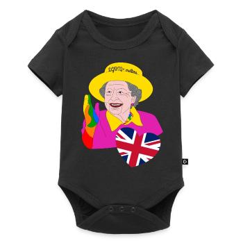 Queen in rainbow colors with Union Jack heart - Baby Premium short-sleeve bodysuit - black - Front