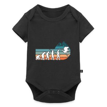 Skiing Evolution Vintag Winter Sport Ski - Baby Premium Kurzarmbody - Schwarz - Vorne