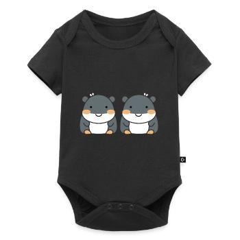 Amour petit hippopotames - Body à manches courtes Premium Bébé - noir - Devant