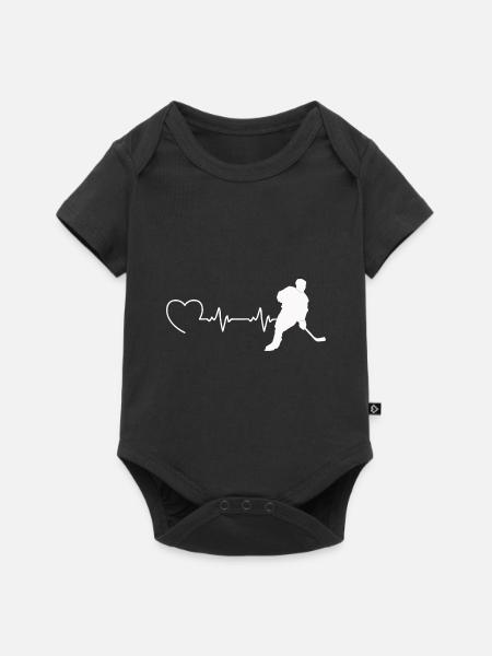 Eishockey Ice Hockey EKG Schlittschuhe Puck Eis - Baby Premium Kurzarmbody - Schwarz