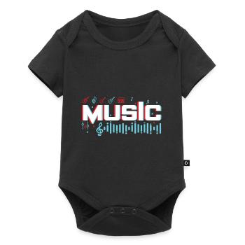 Geschenkidee - Musik Musiker Musikinstrument note - Baby Premium Kurzarmbody - Schwarz - Vorne