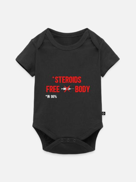 Ohne Steroide - Workout Gym - Baby Premium Kurzarmbody - Schwarz