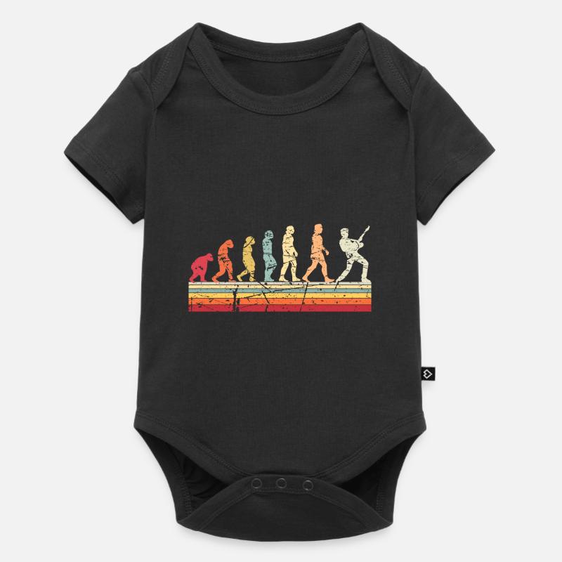 Human Evolution Guitar Band Retro Vintage - Baby Premium Kurzarmbody - Schwarz