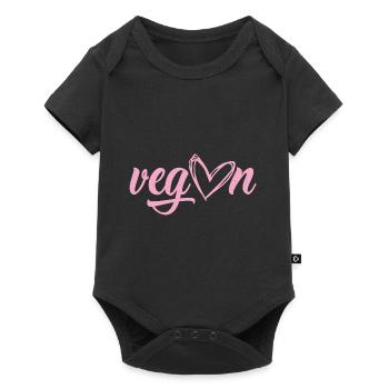 Veganer Herz - Tierliebe, Tierschutz & Vegan - Baby Premium Kurzarmbody - Schwarz - Vorne