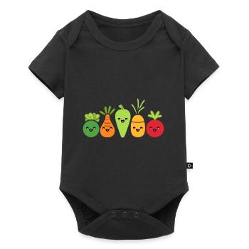 Humour petit légumes vegan - Body à manches courtes Premium Bébé - noir - Devant