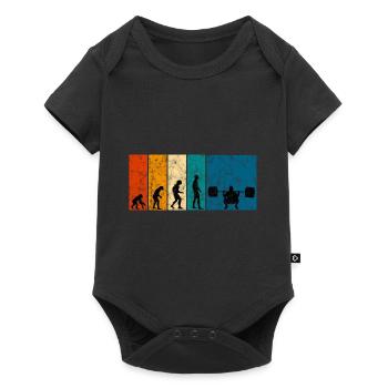 Bodybuilding Bodybuilder GYM Evolution Retro - Baby Premium Kurzarmbody - Schwarz - Vorne