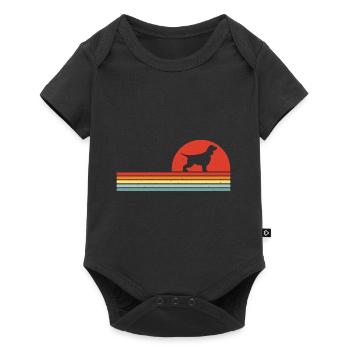 Englischer Springer Spaniel Retro Vintage - Baby Premium Kurzarmbody - Schwarz - Vorne