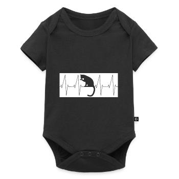 Heartbeat TShirt Cat ECG Chemise Chats - Body à manches courtes Premium Bébé - noir - Devant