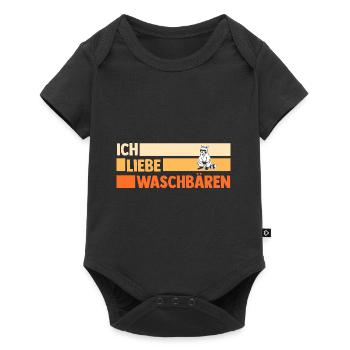 Tiermotiv Waschbär - Baby Premium Kurzarmbody - Schwarz - Vorne