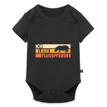 Nilpferd Flusspferd - Baby Premium Kurzarmbody - Schwarz - Vorne