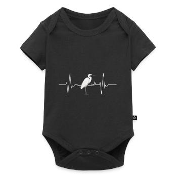 Reiher Vogel - Baby Premium Kurzarmbody - Schwarz - Vorne