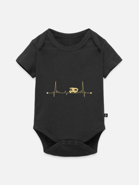 Camping Wohnmobil EKG Alkoven Herzschlag Camper - Baby Premium Kurzarmbody - Schwarz