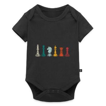 Échecs rétro des pièces d'échecs - Body à manches courtes Premium Bébé - noir - Devant