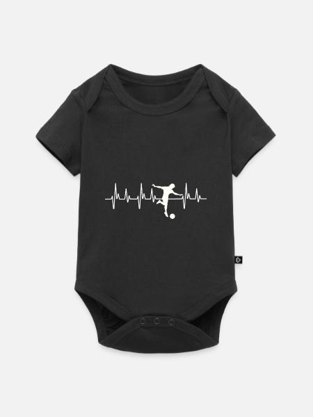 Fußball Herzschlag, Fußball, Fußballer, Fußball - Baby Premium Kurzarmbody - Schwarz