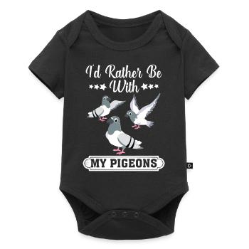Prefer to be with pigeons Design for pigeon lovers - Baby Premium short-sleeve bodysuit - black - Front