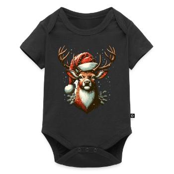 Weihnachts Rentier Xmas - Baby Premium Kurzarmbody - Schwarz - Vorne