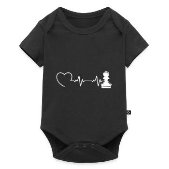 Schach Schachspieler Schachmatt EKG Schachfigur - Baby Premium Kurzarmbody - Schwarz - Vorne
