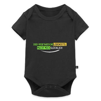 vegetarisch macht mich glücklich - Baby Premium Kurzarmbody - Schwarz - Vorne