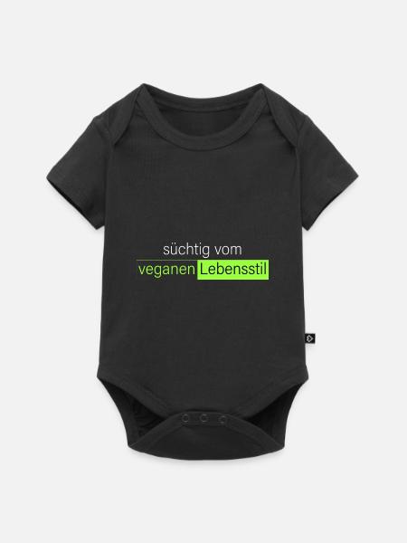 süchtig vom veganen Lebensstil - Baby Premium Kurzarmbody - Schwarz