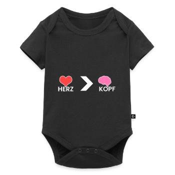 Herz > Kopf - Baby Premium Kurzarmbody - Schwarz - Vorne