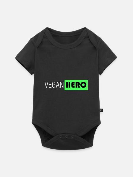 veganer Held - Baby Premium Kurzarmbody - Schwarz