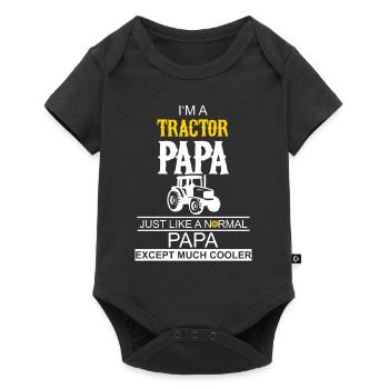 Traktor Papa Landwirt - Baby Premium Kurzarmbody - Schwarz - Vorne