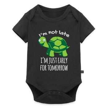 Schildkröten Turtle süßes Zoo Sprüche lustig cool - Baby Premium Kurzarmbody - Schwarz - Vorne