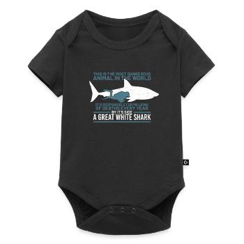 Plongée avec un requin blanc plongée en apnée garçon hommes cadeau - Body à manches courtes Premium Bébé - noir - Devant