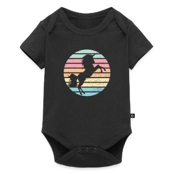 Rétro vintage licorne arc-en-ciel Unicorn - Body à manches courtes Premium Bébé - noir - Devant