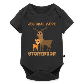 Jeg skal være storebror hjort gave fawn fødsel - Premium kortærmet baby-body  - sort - Foran