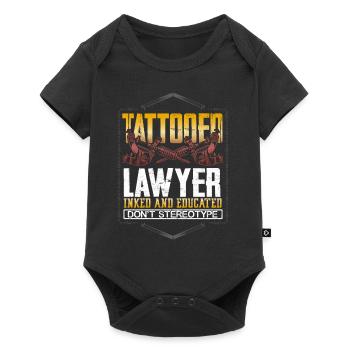 Anwalt Geschenk Tätowierter Anwalt eingefärbt und ausgebildet - Baby Premium Kurzarmbody - Schwarz - Vorne
